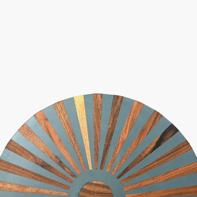 Handcrafted Moroccan Walnut Side Table – Barrel-Shaped Resin Inlay