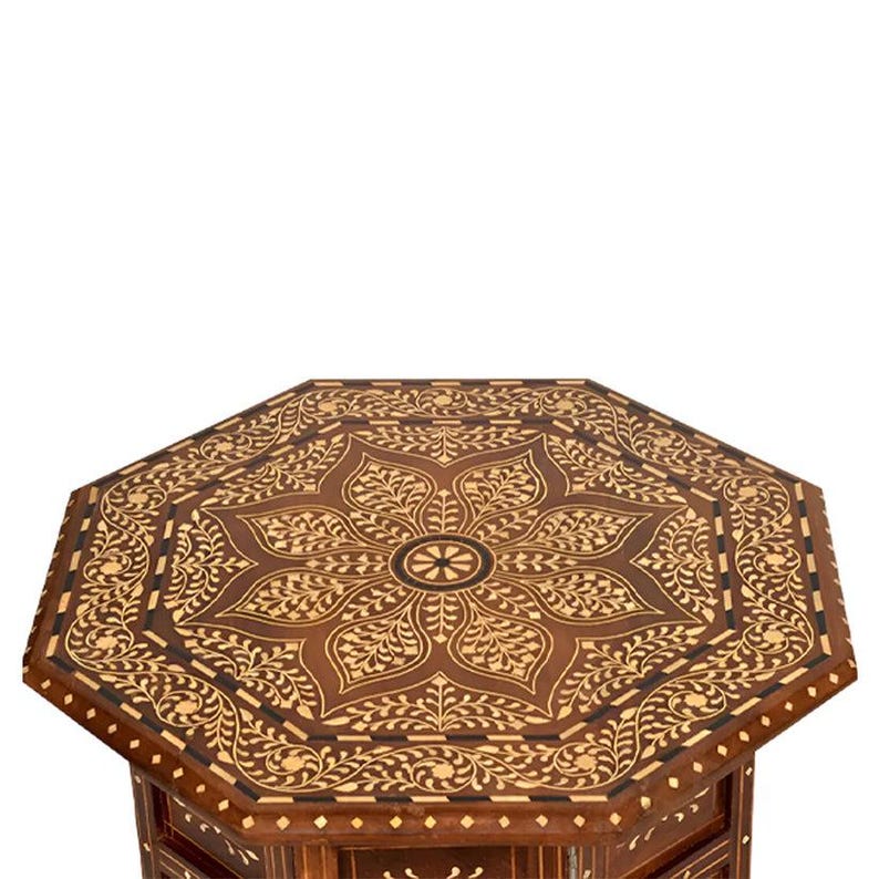 Handmade Moroccan Side Table – Atlas Cedar Wood with Moorish Design | Traditional Artisanal Craft