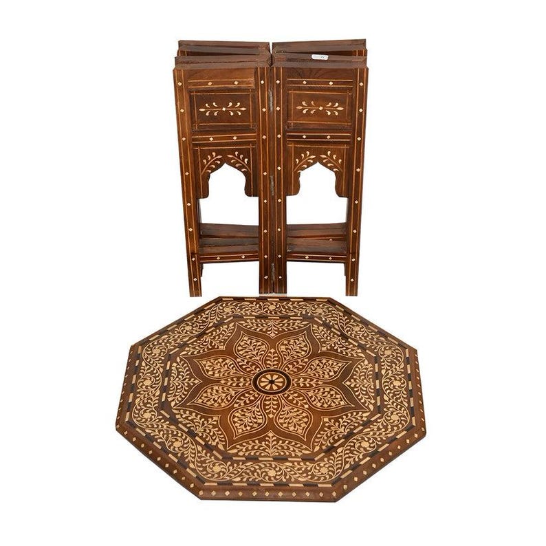 Handmade Moroccan Side Table – Atlas Cedar Wood with Moorish Design | Traditional Artisanal Craft