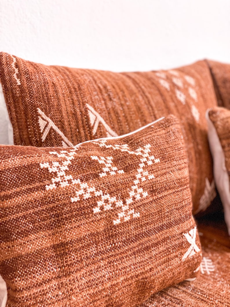 Moroccan Floor Sofa – Unpadded Kilim Wool Cushion Set with Pockets