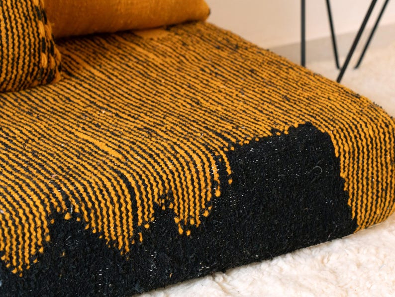 Handmade Moroccan Kilim Sofa Set – Unpadded Floor Cushion with Decorative Pillows